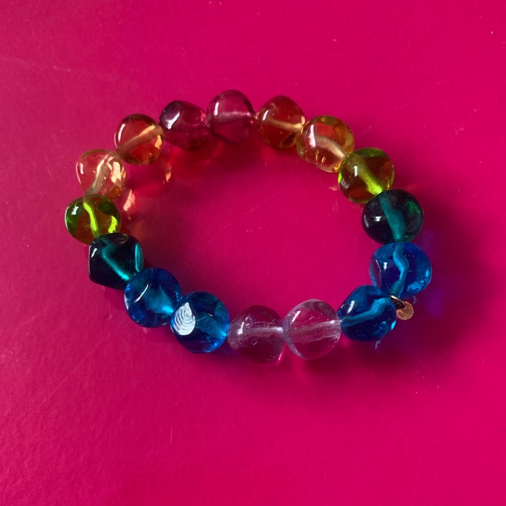 Multicolor Murano Glass Beaded Stretch Bracelet